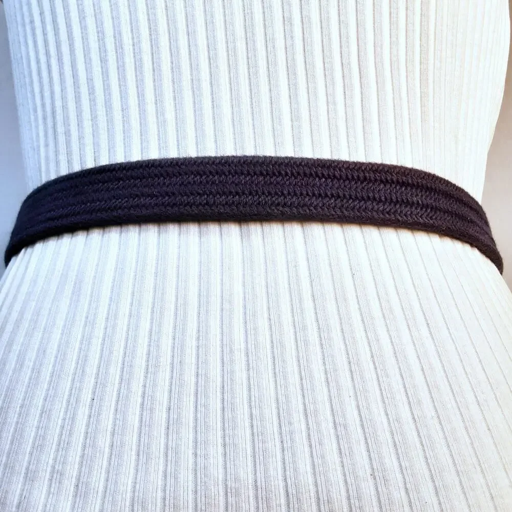 💎Crewcut Boys Braided Elastic Belt Size Medium Navy Blue Bungee Brown Leather